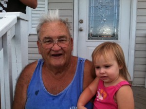 My Grandad and my niece, after a hot, sweaty day in the garden.